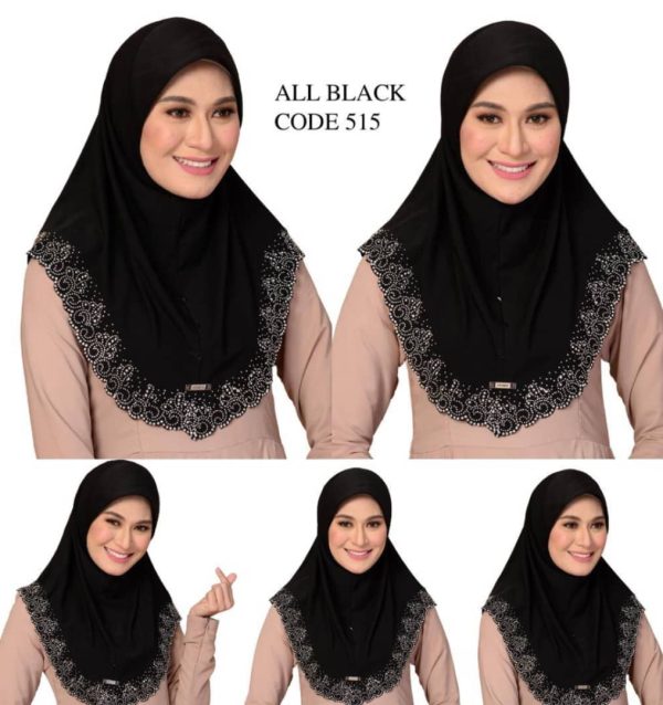 All Black Instant Hijab – Ready-to-Wear, No-Pin Slip-On Hijab for Modest and Effortless Styling