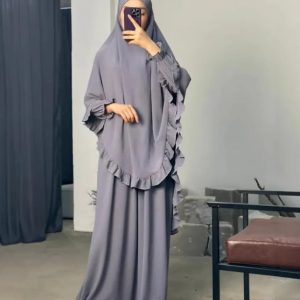 Ruffle Trim Khimar & Abayah Set